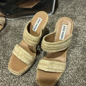 Steve Madden Women's Beige Woven Wedges